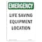 Signmission Safety Sign, OSHA EMERGENCY, 5" Height, Life Saving Equipment Location, Portrait OS-EM-D-35-V-10459 - alternate 1